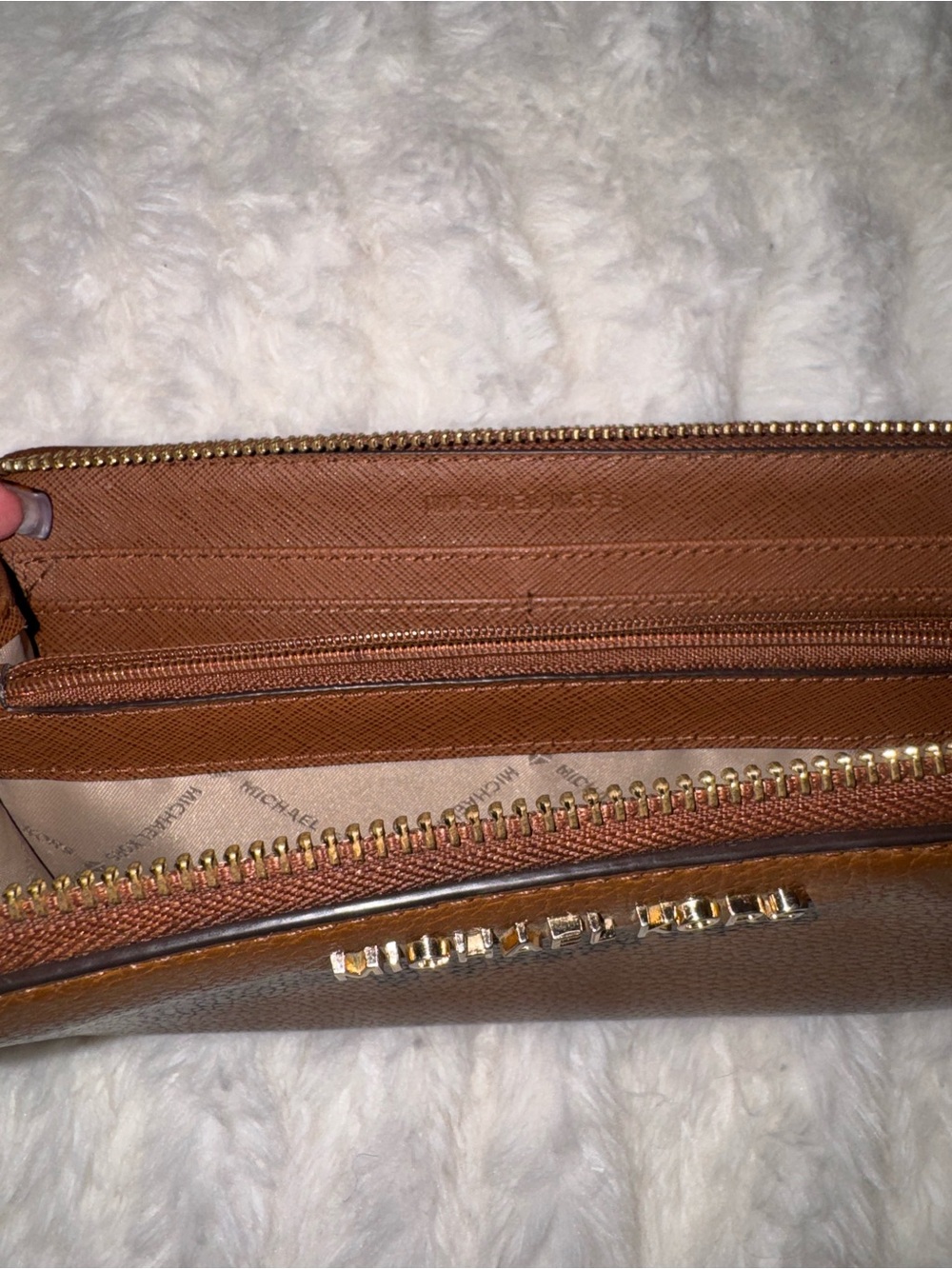 Michael Kors Chestnut Zip Wallet with Gold Logo - Picture 5 of 7